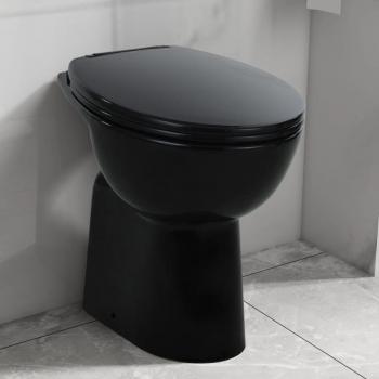 Inodoro sin bordes con cierre suave de 7 cm de alto en cerámica color negro
