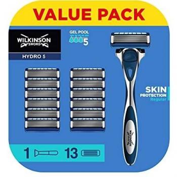 Máquina de Afeitar Wilkinson Sword Hydro 5 Protección + 12 Cuchillas de Repuesto