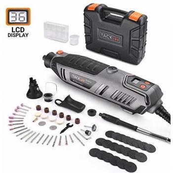 TACKLIFE Amoladora Eléctrica, Herramienta Multifuncionl 200W con Pantalla LCD, Herramienta Rotativa de Alta Velocidad de 40,000 RPM, Ideal para Trabajos de Bricolaje, RTD37AC
