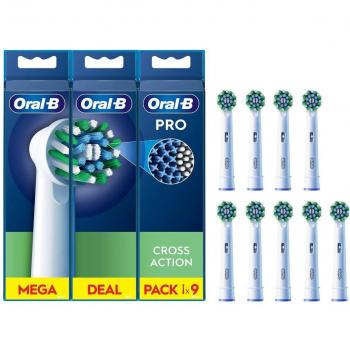 Oral-B CrossAction Recambios de Cepillo de Dientes Eléctrico, Pack de 9 Cabezales