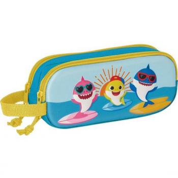 Estuche Portatodo Doble 3D Baby Shark - Safta, Dimensiones 21x8x6 cm