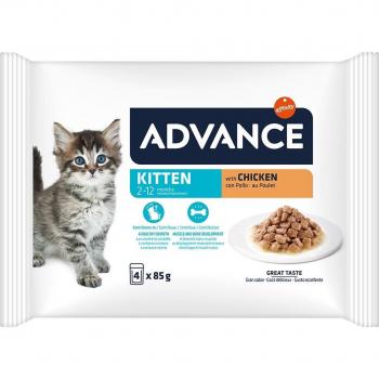 Advance Kitten Chicken Wet Cat Food Pouches in Sauce - Bulk Pack: 52 x 85g