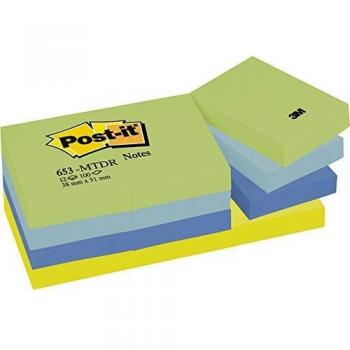 POST-IT Notas adhesivas Gama Fantasia Pack 12 blocs 100h Colores surtidos 38x51mm