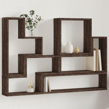 Estantería de pared de madera de ingeniería 96x12x64 cm en Blanco, Negro y Roble Sonoma - Mueble de Almacenaje para Oficina, Estudio y Dormitorio