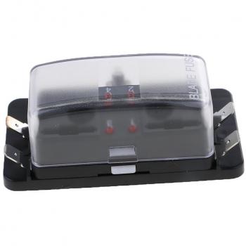 MagiDeal Caja de Fusibles con único Bus Positivo 12V LED Advertencia kit Titular para Barco Marino Coche - Negro 4 vías