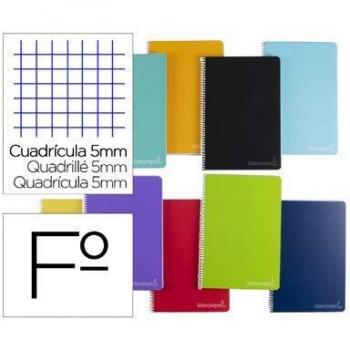 Cuaderno espiral liderpapel folio witty tapa dura 80h 75gr cuadro 5mm con margen colores surtidos.