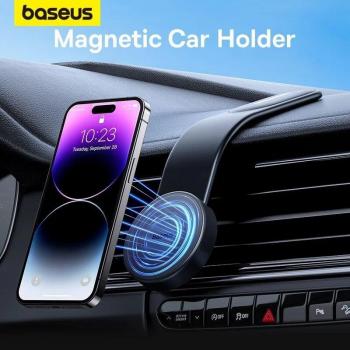 Baseus C02 Pro Soporte Magnético para Teléfono con Carga Inalámbrica para Automóvil, Compatible con iPhone 15/14/13/12 Pro Max Plus, Color Negro