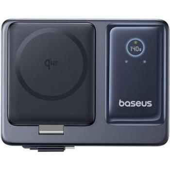 Estación de Carga 5 en 1 Baseus Nomos 140W con Carga Inalámbrica Qi2, 3 Puertos USB-C y Pantalla Digital LED