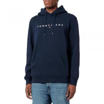 Tommy Jeans Men's Regular Fit Hoodie with Label Stitching, Dark Night Navy, Size M