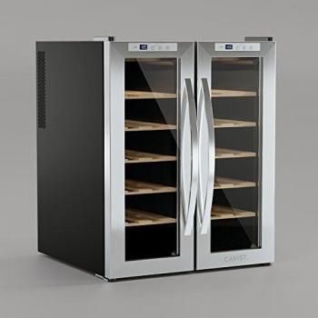 Maison Cavist CVST24 Vinoteca con 2 Zonas, 24 Botellas, 70 Litros, Acero Inoxidable, Plata, 49x51.5x65 cm