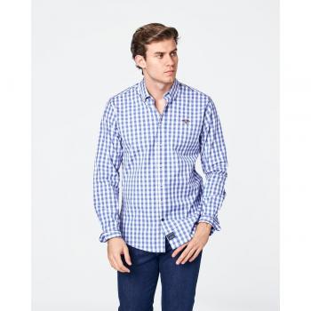 CAMISA DE HOMBRE POPELIN REGULAR CUADROS AZUL