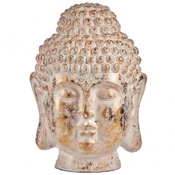 Figura Decorativa para Jardín Buda Cabeza Blanco/Dorado Poliresina (45,5 X 68 X 48 Cm)