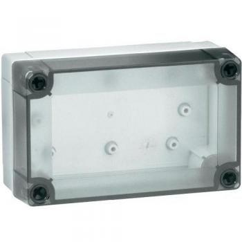 Caja eléctrica universal de policarbonato Fibox PCM 175/150 T - 180x180x150mm, color gris claro (RAL 7035) con tapa transparente