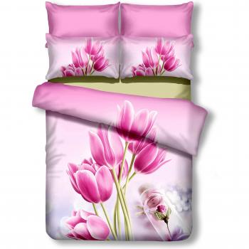 DecoKing Premium 01110 Ropa de Cama 155 x 220 cm, con 1 Funda de Almohada de 80 x 80 Amarant 3D Microfibra edredón de Cama Flores Flores Rosa Sandy