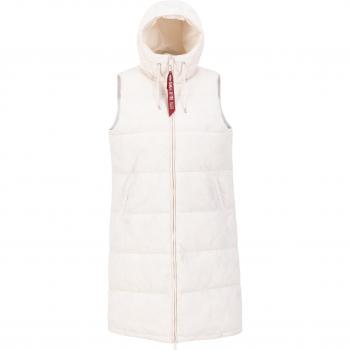 Alpha Industries Women's Long Puffer Vest - Jet Stream White