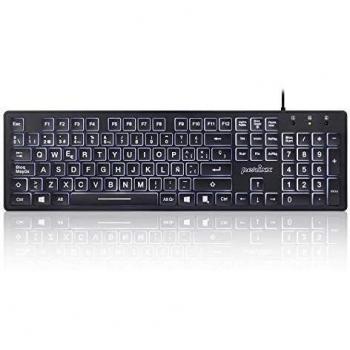 Perixx PERIBOARD 317 ES, Teclado estándar con retroiluminación, Letras Impresas en Grande, QWERTY Español