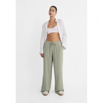 Loose-Fitting Khaki Linen Blend Trousers L