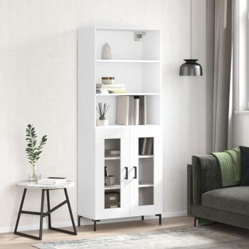 Aparador alto de madera contrachapada blanco 69,5x34x180 cm