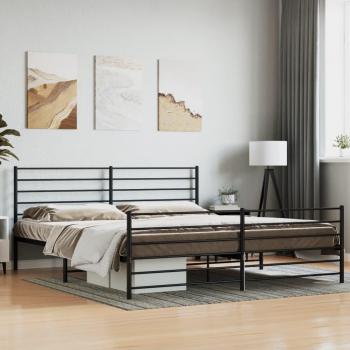 vidaXL Metal Bed Frame without Mattress with Footboard Black 193x203cm