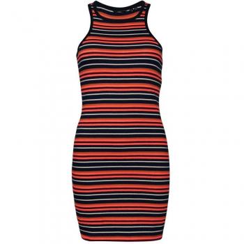Vestido Sin Mangas Superdry Vintage Rayas Coral Azul Blanco Mujer