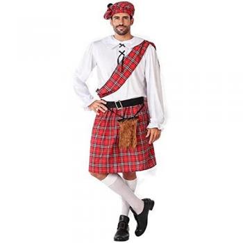 Disfraz Escocés Blanco y Rojo para Hombre Talla M