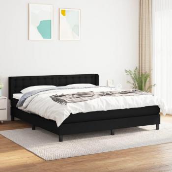 Cama Boxspring con Colchón Negro 160x200 cm en Tela