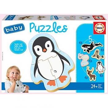 Educa - Baby Puzzles Animales Polares. Set de 5 Puzzles Infantiles Progresivos de 3 a 5 piezas. A partir de 24 meses. Ref. 18588
