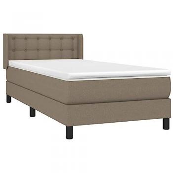 Cama Box Spring con Colchón de Tela Taupe 100x200 cm