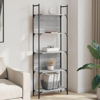 Librería 5 Estantes Gris Sonoma 60,5x24x166,5 cm Madera Multicapa