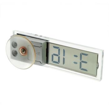 Sodial 7310 Mini Reloj Electronico Digital Transparente Lcd Pantalla con Ventosa para Coche