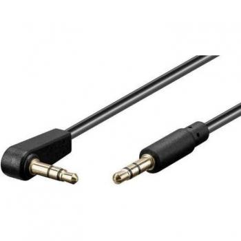 Cable de Audio Jack 3.5 Macho Negro de 3 metros de longitud con Conector en Ángulo Recto