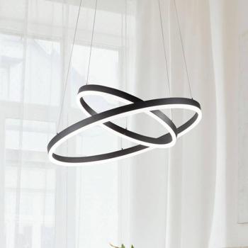 Lámpara colgante LED Giotto de Fabas Luce, 2 luces, cristal negro