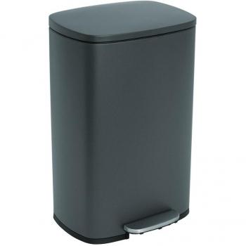 Cubo de basura Kitchen Move Gris Acero Inoxidable 50 L con pedal, capacidad de 50 litros, diseño moderno y elegante, fabricado en acero inoxidable resistente a huellas dactilares, tapa con sistema de cierre suave y apertura