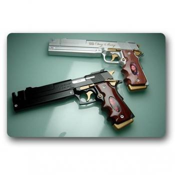 Doormat No.01 Devil Gun Custom Home Door Mats Top Fabric&Rubber Personalized Design Machine-Wahable Home Door Mats Top Fabric&Rubber Inch Welcome Mats Floor Mat Rug Carpets