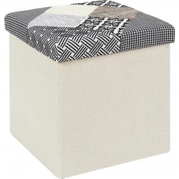 CMP IBERICA Puf Trenzado Plegable Negro - Diseño Único para Asiento Extra y Almacenamiento Discreto