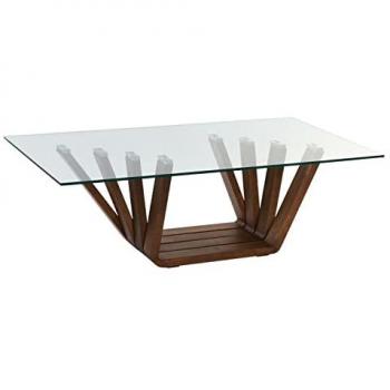 Mesa de Centro DKD Home Decor Cristal Nogal Aluminio 130 x 70 x 42 cm
