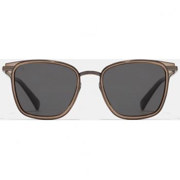 Hawkers - Gafas de sol unisex cuadradas de metal en gris oscuro con lentes polarizadas