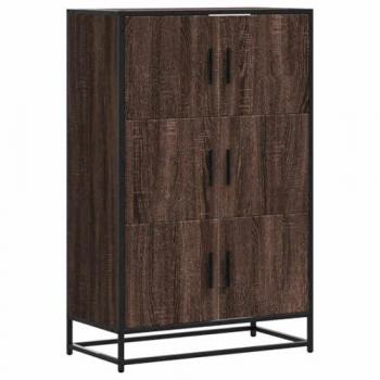 Aparador Alto de Madera Ingenierizada y Metal Marrón Roble 68x35x106,5 cm