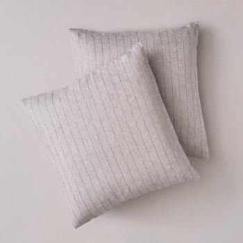 Fundas de cojines de lino Mill Gris Bassols - Pack 2 fundas de cuadrante