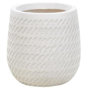 Maceta redonda de fibra de arcilla blanca crema con patrón en relieve ⌀ 19 cm para exterior Livadia