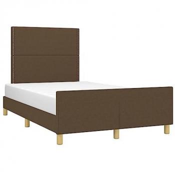 Estructura de cama con cabecero acolchado de tela marrón oscuro 120x200 cm