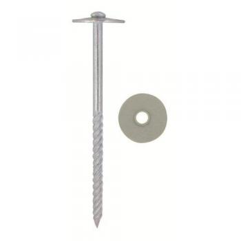 Clavo Rulado 4,3 x 50 mm con Rondella Ø 50 mm - Pack de 200 Piezas Acero Blanco