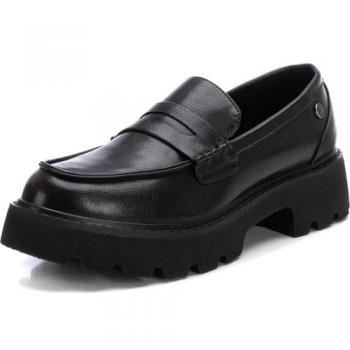 Mocasines de Mujer Negros XTI 142980 de Material Vegano con Suela Dentada Talla 39