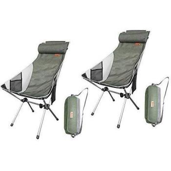 Nice C Silla De Camping Plegable Ultraligera con Respaldo Alto, Actualización con Almohada Extraíble, Bolsillo Lateral Y Bolsa De Transporte, Camping