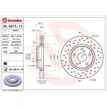 Disco de freno BREMBO XTRA LINE 09.A914.1X, 1 pieza