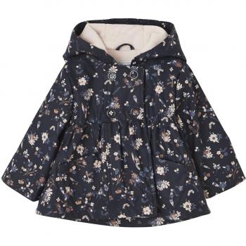 VERTBAUDET Chubasquero Estampado de Flores para bebé niña Azul Oscuro Estampado 3-6 Meses, 67CM
