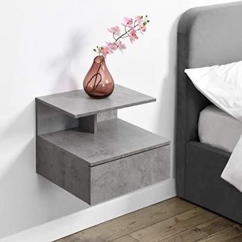 Estante Mural Amberg con Cajón - Aglomerado 40 x 35 x 31 cm - Efecto Hormigón