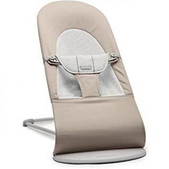 BabyBjörn Hamaca Balance Soft, Bastidor gris claro, Algodón/Jersey, Beige/Gris