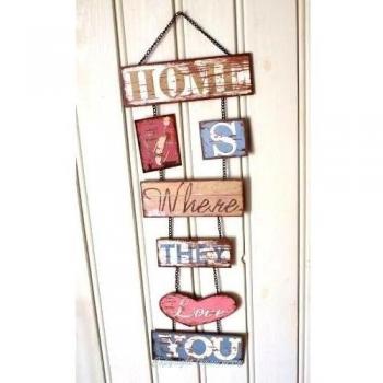 Kitchen Metal Hanging Sign Shabby Chic Style Tin Kitchen Wall Sign - 'Home is Where They Love You ...'
