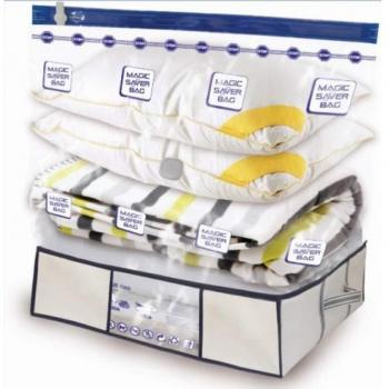 MAGIC SAVER BAG * 50% Fuera de Venta * Extra Grande bajo Perfil para Almacenamiento al vacío Bolsa 65 x 50 x 15 cm con Integrado 145 L 70 cm/28 Bolsa de Ahorro de Espacio